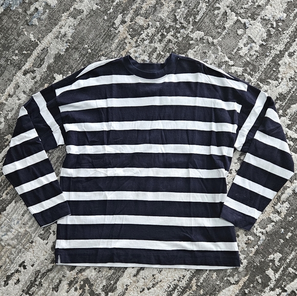 AYR Tops - AYR striped oversized crew neck 100% cotton long sleeve tee